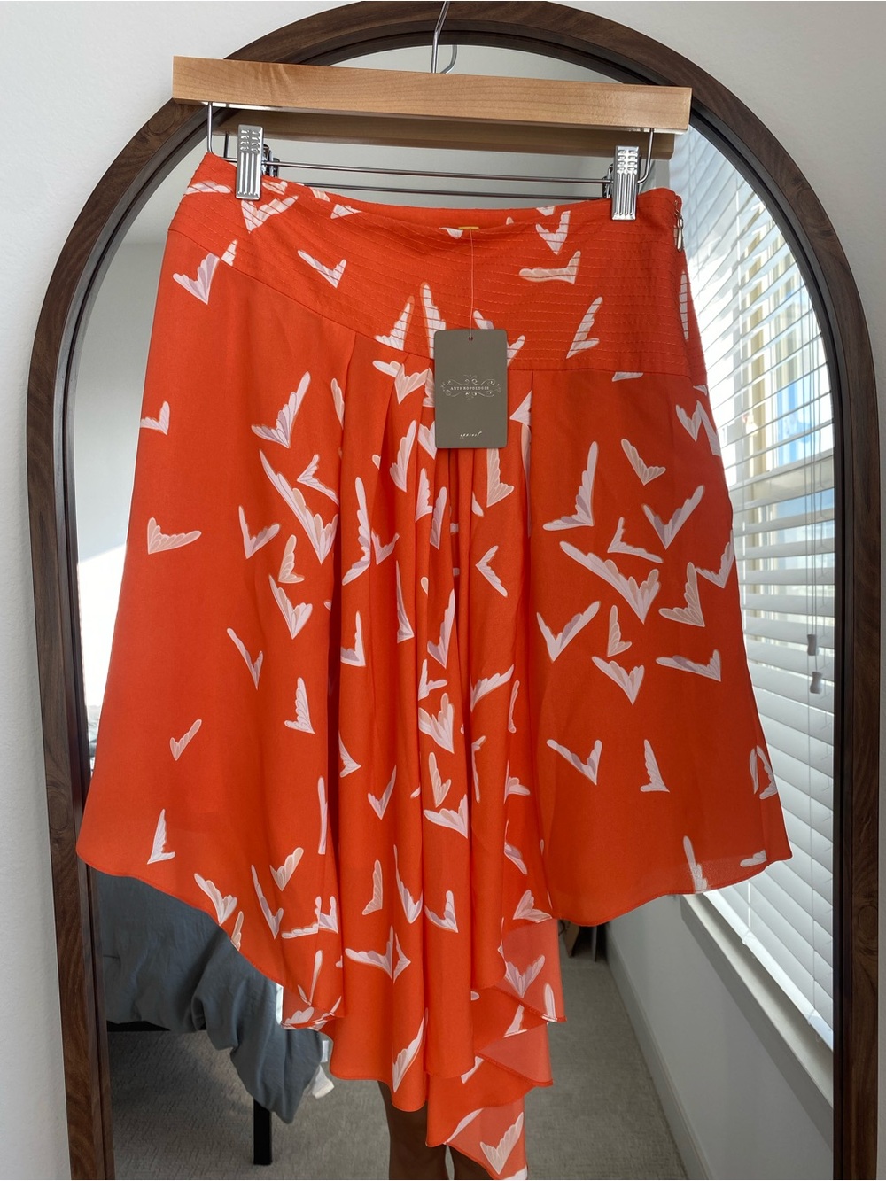 NWT leifsdottir Orange & White Asymmetrical Printed Skirt